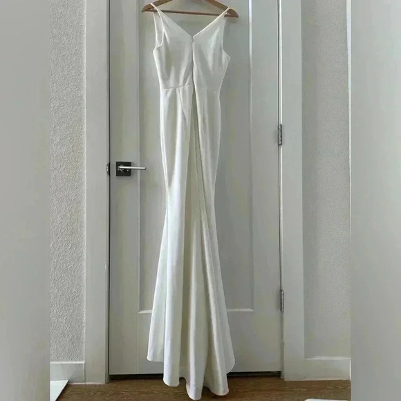 BHLDN V-Neck Maxi Dress White Bridesmaid Wedding Size 4 - Picture 3 of 15